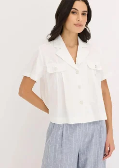 Kurze Popeline - Kurzarmbluse aus Baumwolle|bonprix Outlet