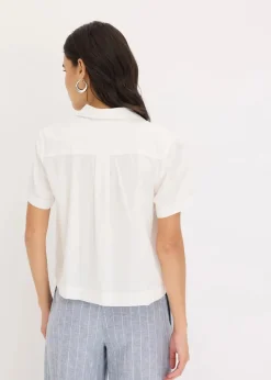 Kurze Popeline - Kurzarmbluse aus Baumwolle|bonprix Outlet