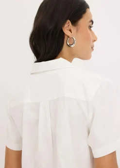 Kurze Popeline - Kurzarmbluse aus Baumwolle|bonprix Outlet