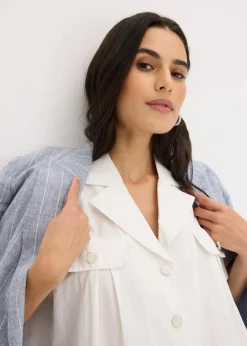 Kurze Popeline - Kurzarmbluse aus Baumwolle|bonprix Outlet