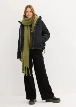 bonprix Jacken & Mäntel|Bekleidung·Hosen|Kurze Steppjacke mit Futter in Kontrastfarbe schwarz/dunkeloliv