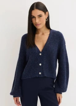 Kurze Strickjacke mit Glitzergarn und Wollanteil|bonprix Outlet