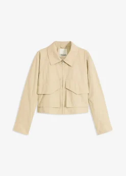 bonprix Bekleidung·Hosen|Jacken & Mäntel|Kurze Trenchjacke grünbeige