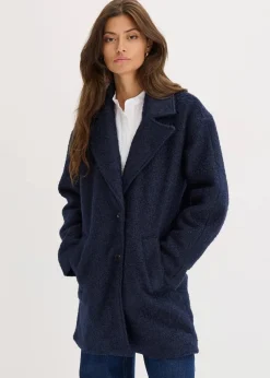 bonprix Jacken & Mäntel|Bekleidung·Hosen|Kurzer Bouclé-Mantel, oversized dunkelblau