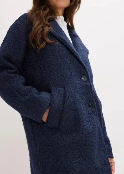 bonprix Jacken & Mäntel|Bekleidung·Hosen|Kurzer Bouclé-Mantel, oversized dunkelblau