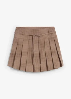 bonprix Hosen|Nachhaltigere Materialien|Kurzer Hosenrock mit Kellerfalten braun kariert