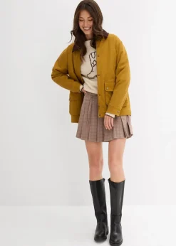 bonprix Hosen|Nachhaltigere Materialien|Kurzer Hosenrock mit Kellerfalten braun kariert