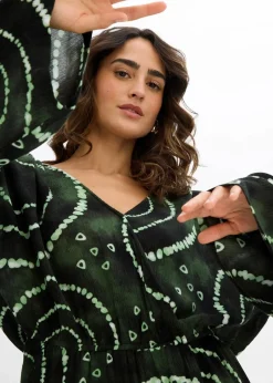 bonprix Bekleidung·Homewear|Jumpsuits|Kurzer Jumpsuit aus fließender Viskose petrol/weiß bedruckt