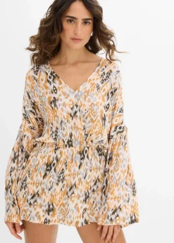 bonprix Nachhaltigere Materialien|Jumpsuits|Kurzer Jumpsuit aus fließender Viskose weiß bedruckt