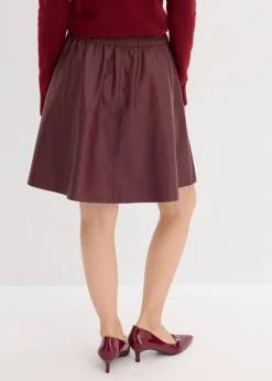 bonprix Bekleidung·Sportbekleidung|Röcke|Kurzer Lederimitat-Rock dunkelbeere