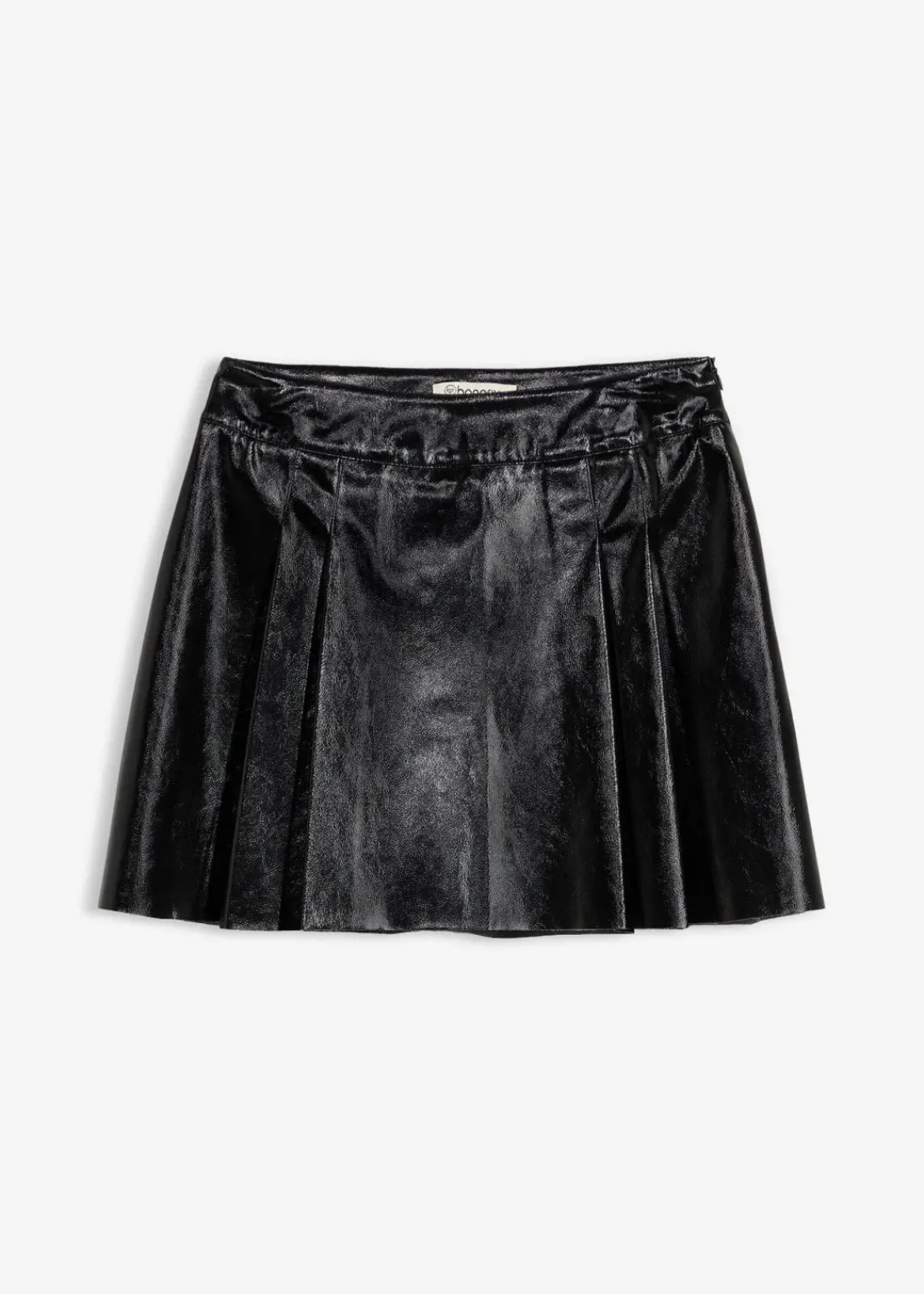 bonprix Nachhaltigere Materialien|Röcke|Kurzer Lederimitat-Rock mit Kellerfalten schwarz