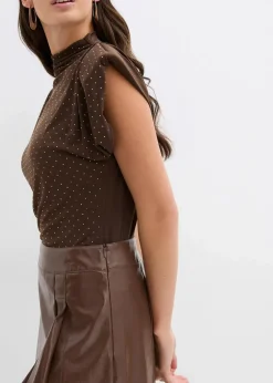 Kurzer Lederimitat-Rock mit Kellerfalten|bonprix New