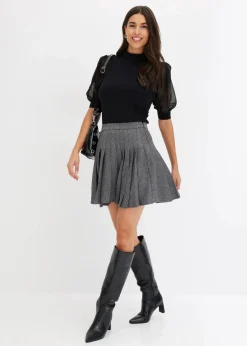 bonprix Röcke|Kurzer Plissée-Rock schwarz/weiß