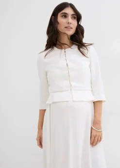 bonprix Bekleidung·Blazer|Umstandsmode|Kurzer Umstandsblazer aus Satin wollweiß