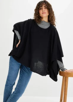 bonprix Ponchos|Schuhe & Accessoires In Spezialgrößen·Tücher & Ponchos|kurzer Wollponcho schwarz