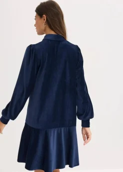 bonprix Kleider|Kurzes Cord-Kleid dunkelblau
