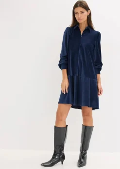 bonprix Kleider|Kurzes Cord-Kleid dunkelblau