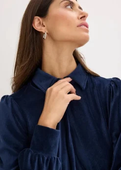 bonprix Kleider|Kurzes Cord-Kleid dunkelblau