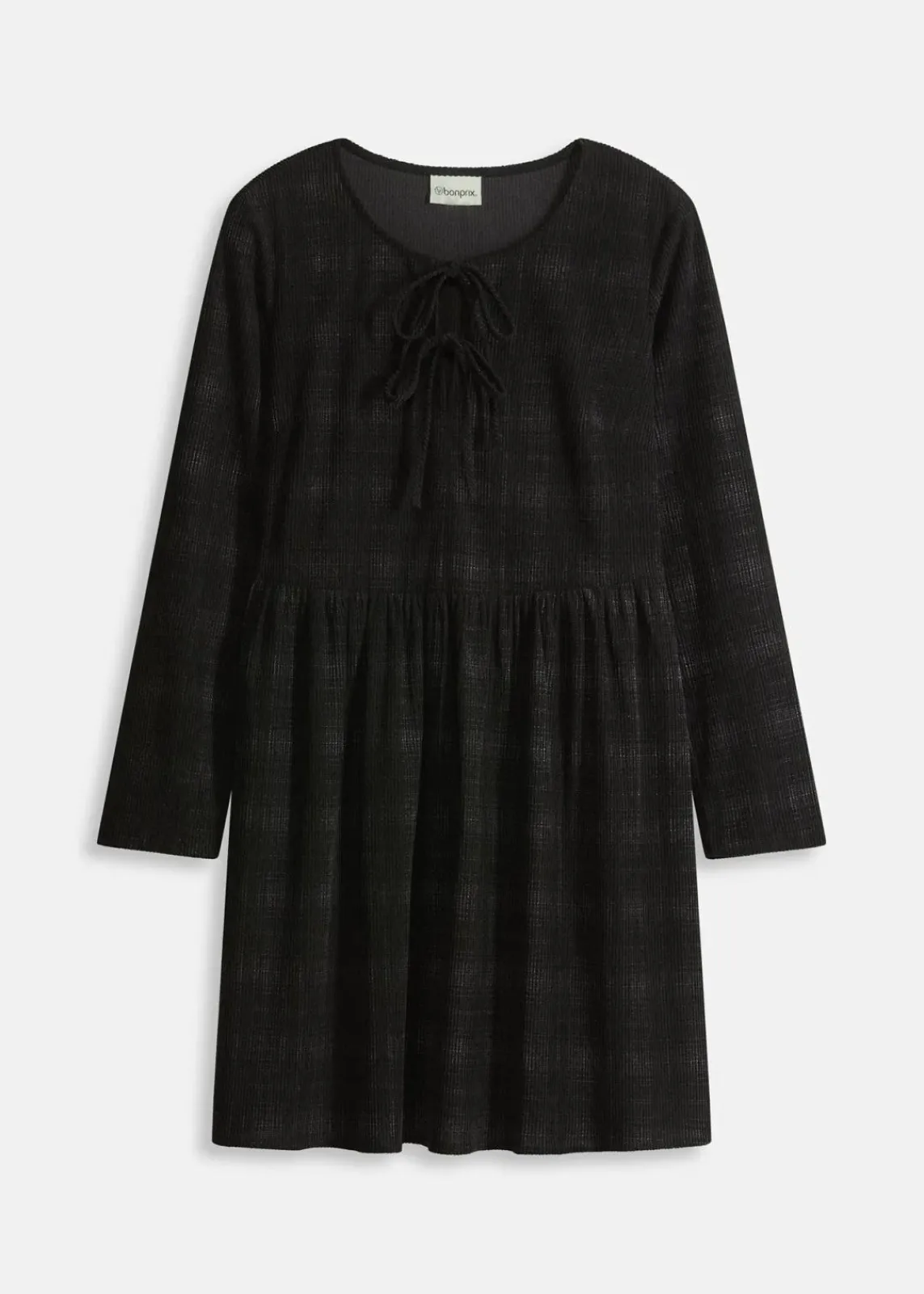 bonprix Kleider|Kurzes Cord-Kleid mit Karomuster schwarz bedruckt