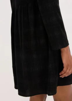 bonprix Kleider|Kurzes Cord-Kleid mit Karomuster schwarz bedruckt