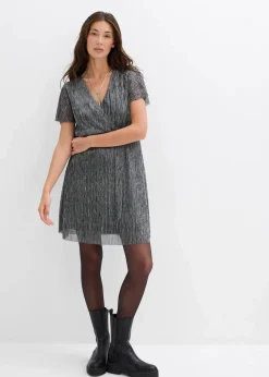 bonprix Kleider|Kurzes Glitzerkleid silber