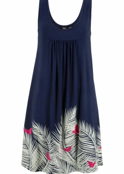 bonprix Kleider|Kurzes Jerseykleid ohne Arm dunkelblau floral