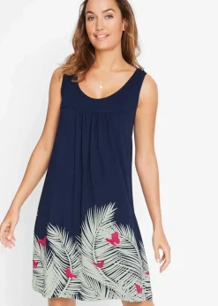 bonprix Kleider|Kurzes Jerseykleid ohne Arm dunkelblau floral