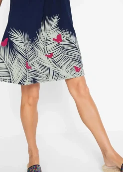 bonprix Kleider|Kurzes Jerseykleid ohne Arm dunkelblau floral