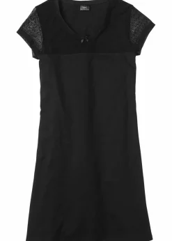 bonprix Wäsche·Nachtwäsche|Nachtwäsche|Kurzes Nachthemd aus Bio-Baumwolle schwarz