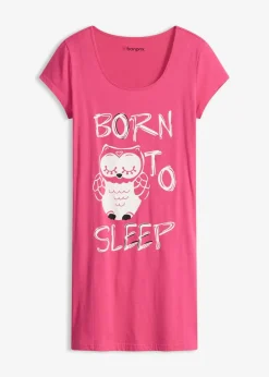 bonprix Wäsche·Nachtwäsche|Nachtwäsche|Kurzes Nachthemd aus reiner Baumwolle pinklady/eulendruck