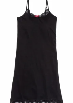 bonprix Wäsche·Basics|Wäsche·Nachtwäsche|Kurzes Nachthemd mit zarter Spitze schwarz