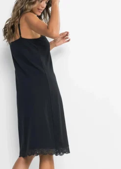 bonprix Wäsche·Basics|Wäsche·Nachtwäsche|Kurzes Nachthemd mit zarter Spitze schwarz
