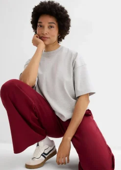 bonprix Shirts & Tops|Basics|Kurzes Oversize-Shirt aus reiner schwerer Bio-Baumwolle hellgrau meliert