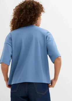 bonprix Shirts & Tops|Basics|Kurzes Oversize-Shirt aus reiner schwerer Bio-Baumwolle wellenblau