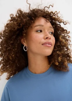 bonprix Shirts & Tops|Basics|Kurzes Oversize-Shirt aus reiner schwerer Bio-Baumwolle wellenblau