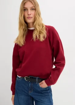 bonprix Nachhaltigere Materialien|Sweat|Kurzes Oversize-Sweatshirt aus reiner Bio-Baumwolle pflaumenrot