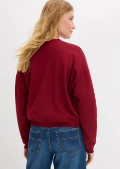 bonprix Nachhaltigere Materialien|Sweat|Kurzes Oversize-Sweatshirt aus reiner Bio-Baumwolle pflaumenrot