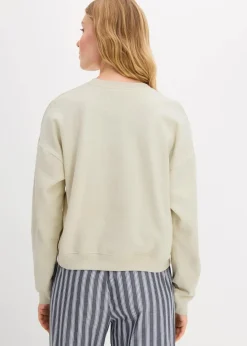 bonprix Bekleidung·Röcke|Bekleidung·Blusen & Tuniken|Kurzes Oversize-Sweatshirt aus reiner Bio-Baumwolle silbergrün