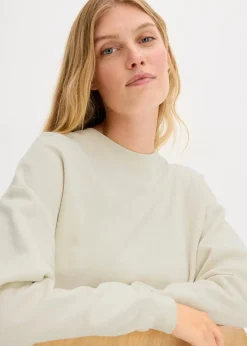 bonprix Bekleidung·Röcke|Bekleidung·Blusen & Tuniken|Kurzes Oversize-Sweatshirt aus reiner Bio-Baumwolle silbergrün