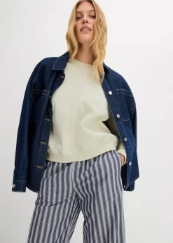 bonprix Bekleidung·Röcke|Bekleidung·Blusen & Tuniken|Kurzes Oversize-Sweatshirt aus reiner Bio-Baumwolle silbergrün