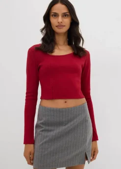 Kurzes Rippshirt|bonprix