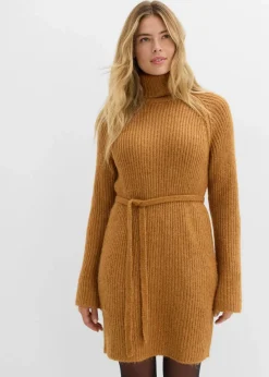 Kurzes Ripp-Strickkleid mit Rollkragen|bonprix Discount