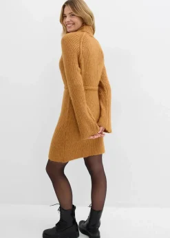 Kurzes Ripp-Strickkleid mit Rollkragen|bonprix Discount