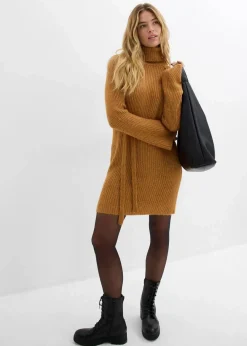 Kurzes Ripp-Strickkleid mit Rollkragen|bonprix Discount