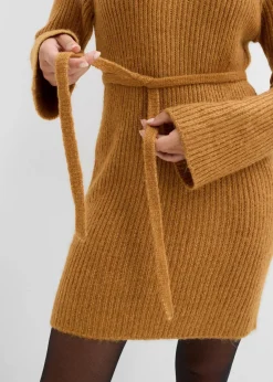 Kurzes Ripp-Strickkleid mit Rollkragen|bonprix Discount