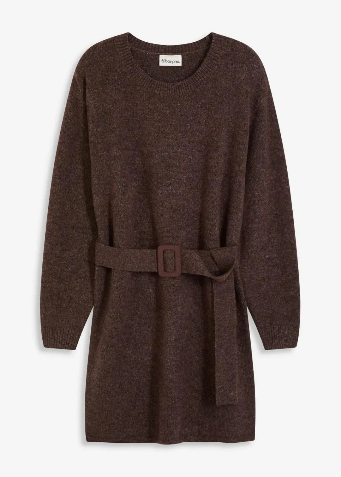Kurzes Strickkleid mit softem Wollanteil und Gürtel|bonprix Best