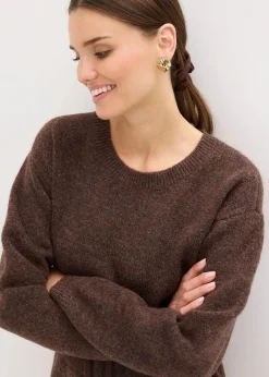 Kurzes Strickkleid mit softem Wollanteil und Gürtel|bonprix Best