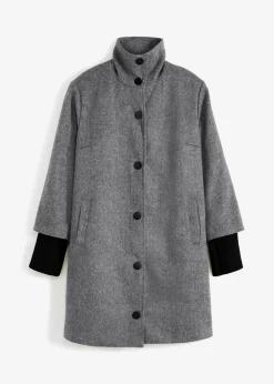 bonprix Bekleidung·Hosen|Jacken & Mäntel|Kurzmantel in Wolloptik schwarz meliert