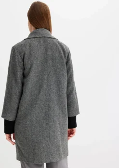 bonprix Bekleidung·Hosen|Jacken & Mäntel|Kurzmantel in Wolloptik schwarz meliert