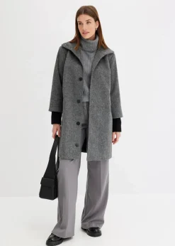 bonprix Bekleidung·Hosen|Jacken & Mäntel|Kurzmantel in Wolloptik schwarz meliert